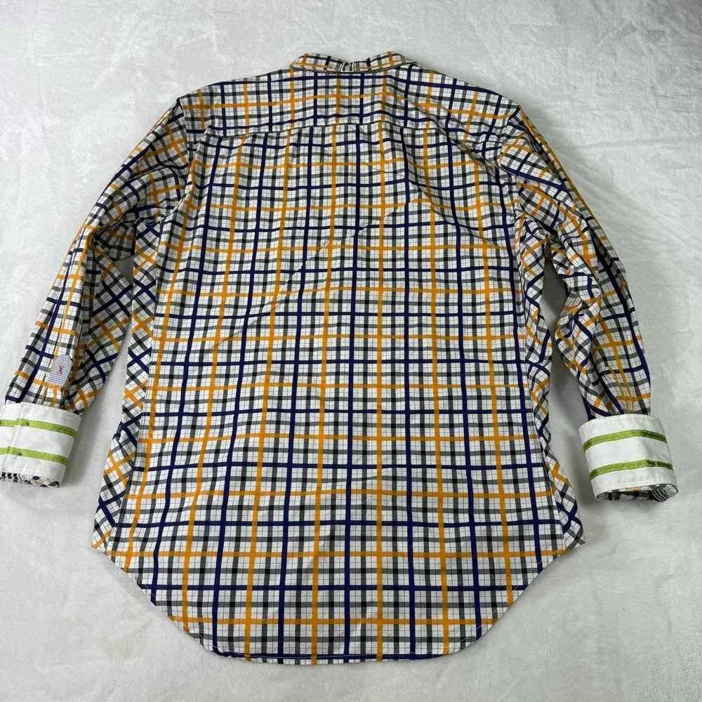 Robert Graham‎ Shirt Mens Medium Multi Colored Tailored Fit Checkered Flip Cuff - Picture 4 of 8